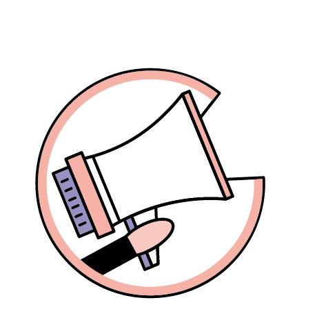 Sticker to the article: a megaphone