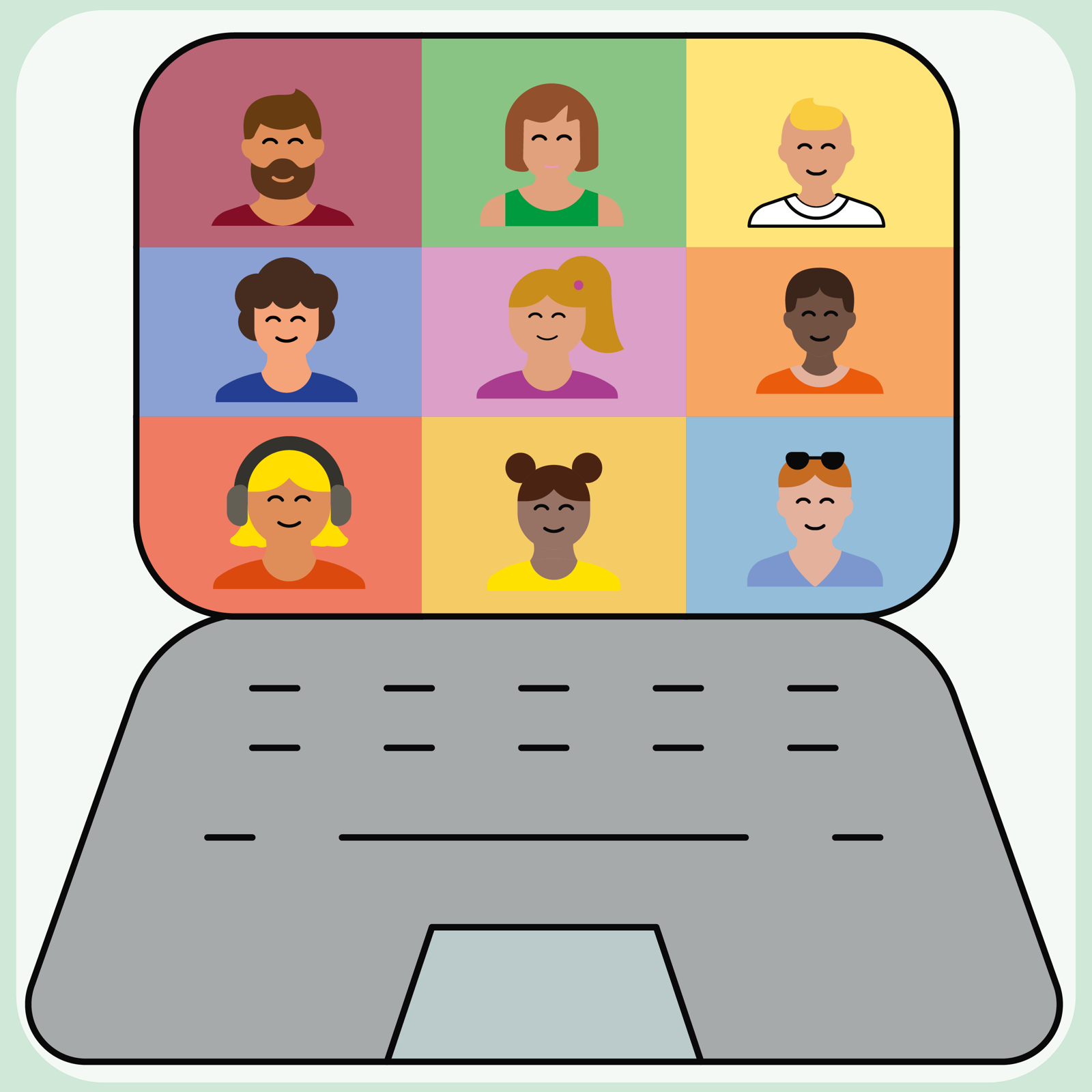 Sticker to the article: image of a computer with a video conference running