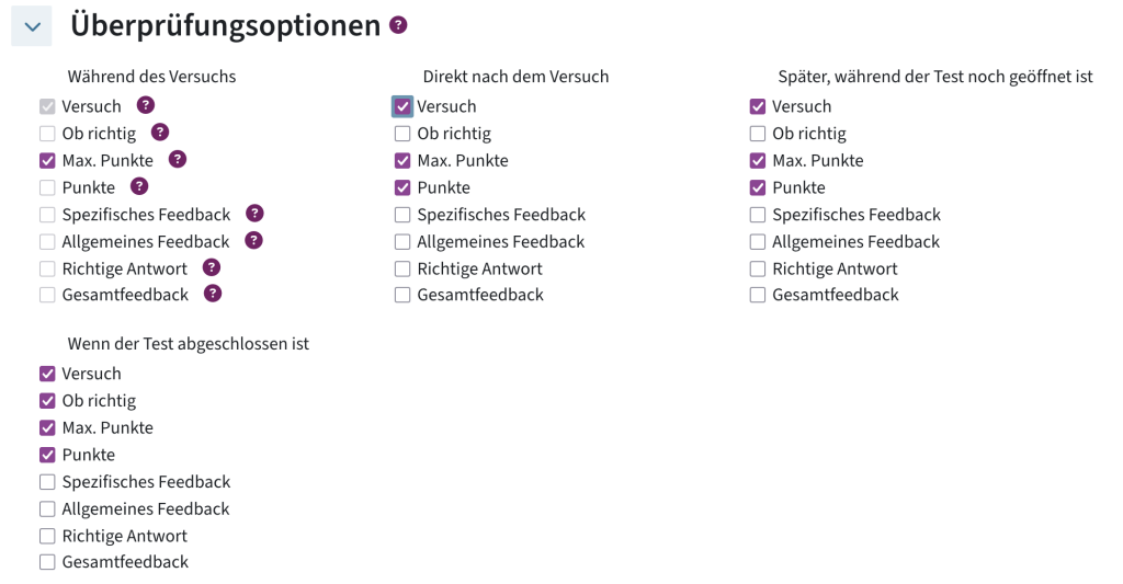 Der Versuch sollte immer angehakt sein, weitere Überprüfungsoptionen nach Bedarf