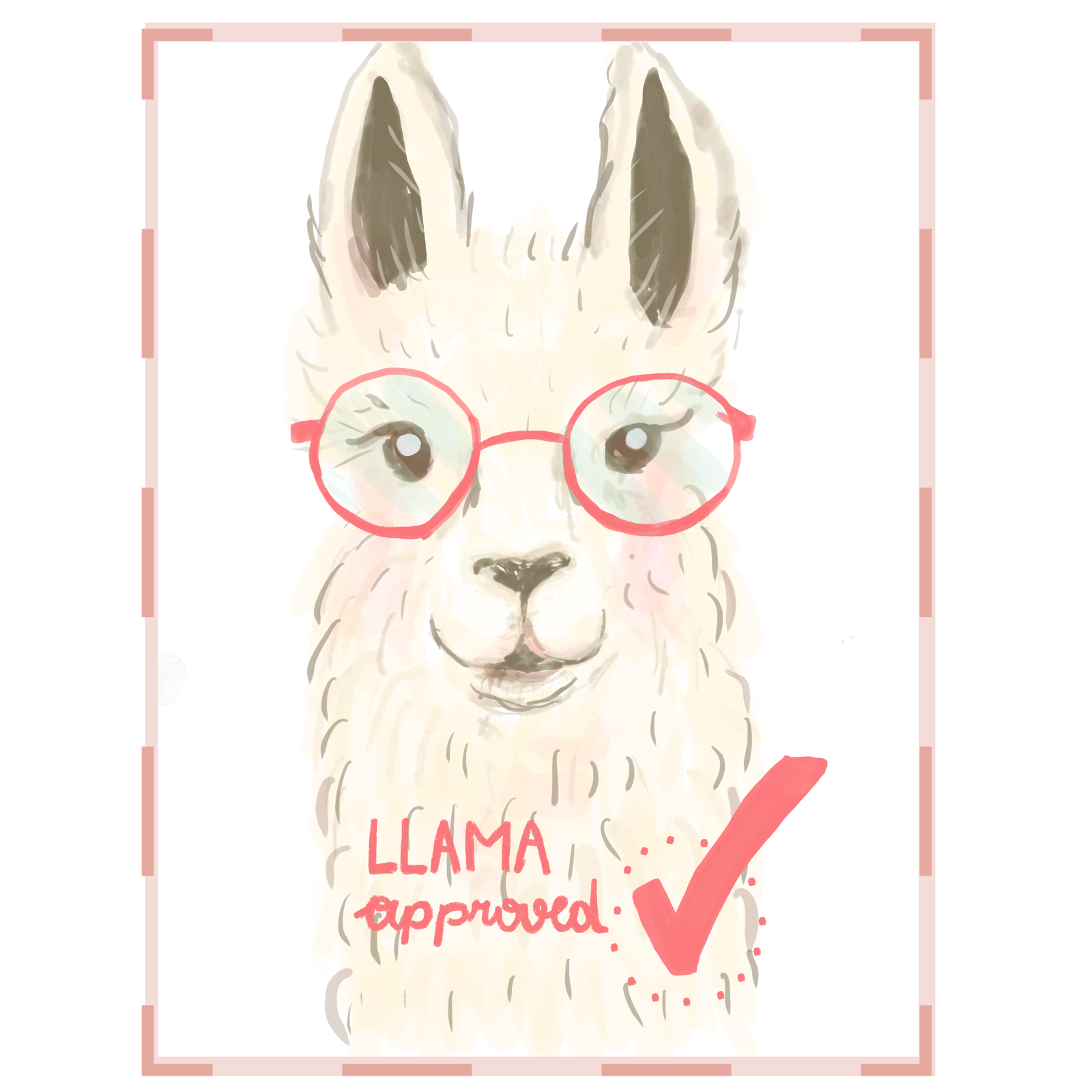 Sticker to the article: Drawing of a llama with the label "LLAMA approved"