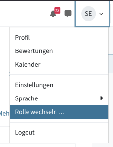 im Profil unter Rolle wechseln, dann Student/in können Sie die Rolle wechseln