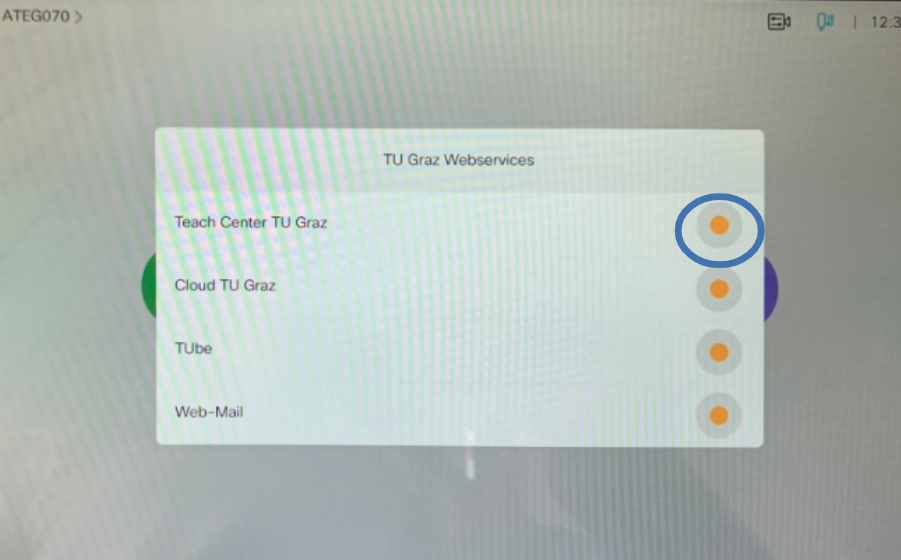Select from TeachCenter, Cloud, TUbe and Webmail
