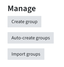 Buttons Create group, Auto-create groups, Import groups