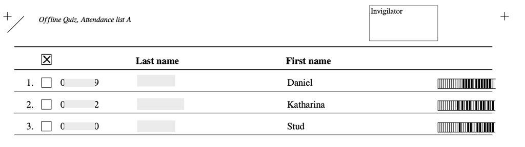 this is a generated attendance list with student names displayed and a barcode to the right.