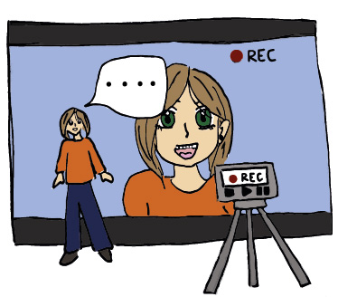 Sticker to the article: a person recording a video