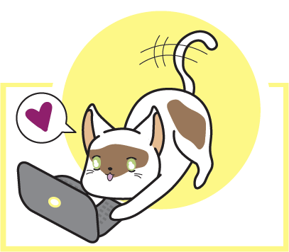 Sticker to the article: Cat playing with a laptop