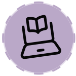 sticker to the article: a purple circle with an icon of a computer inside