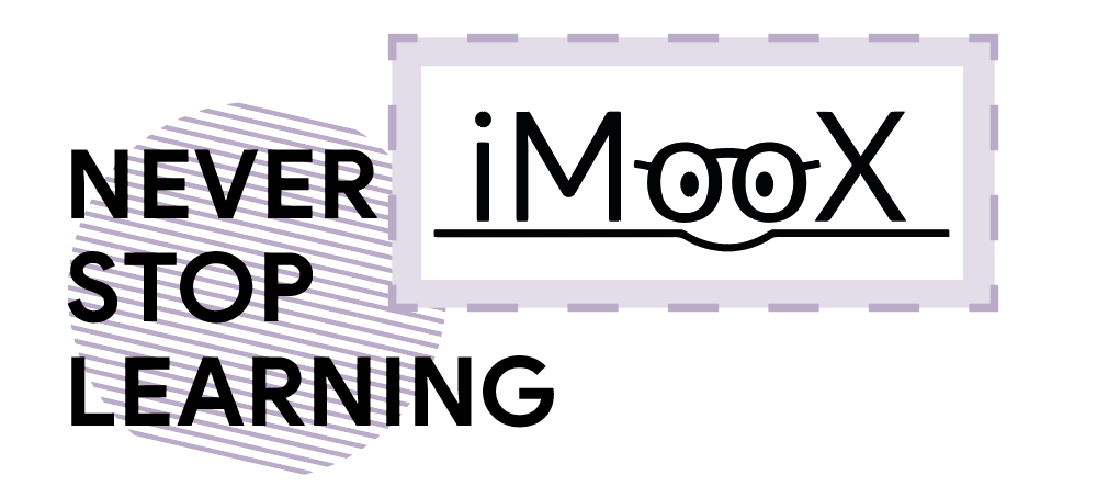 Sticker to the article: iMooX. Never Stop Learning.