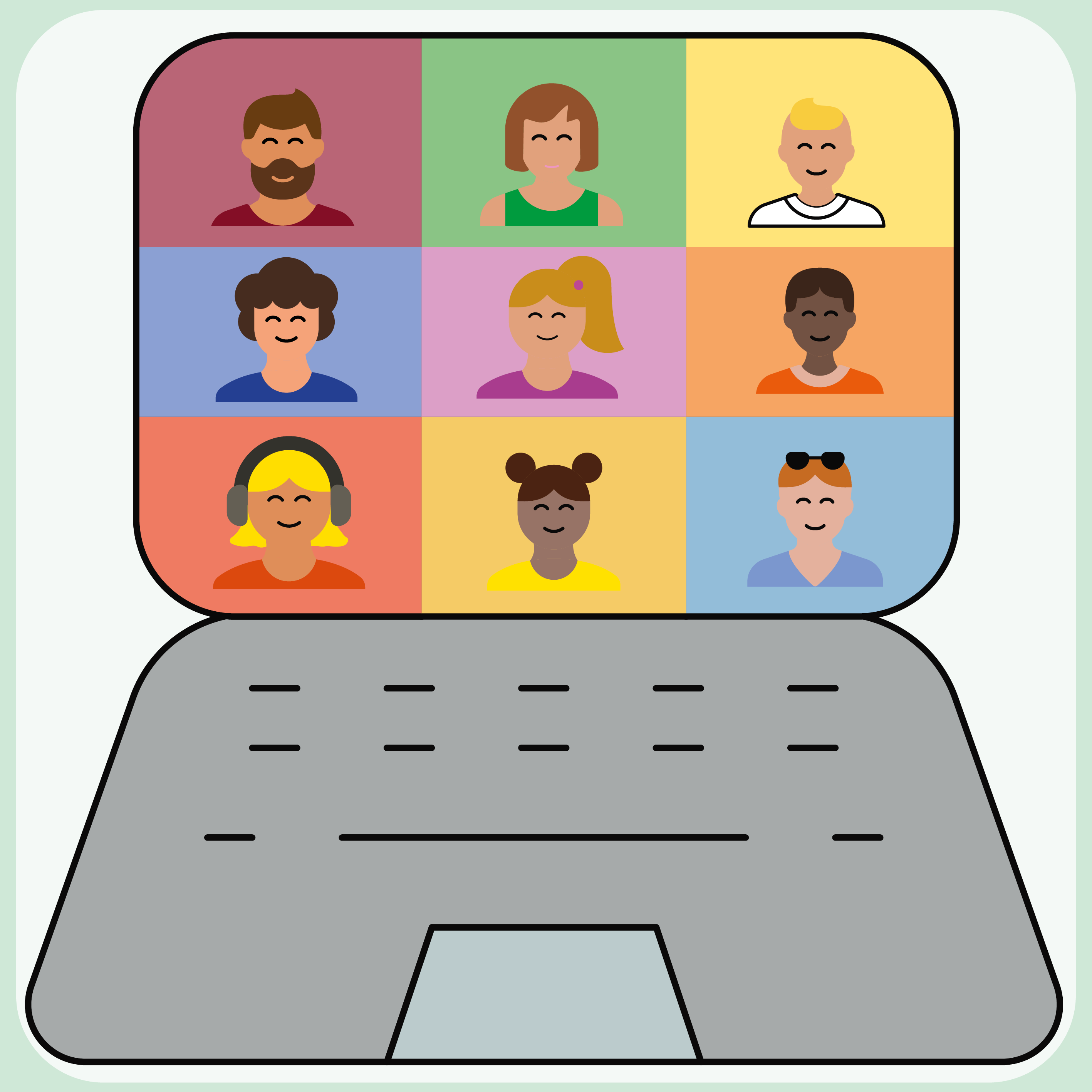 Sticker zum Beitrag: Zeichnung eines Computers mit laufender Videokonferenz