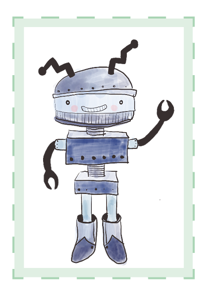 Sticker to the article: drawing of a robot