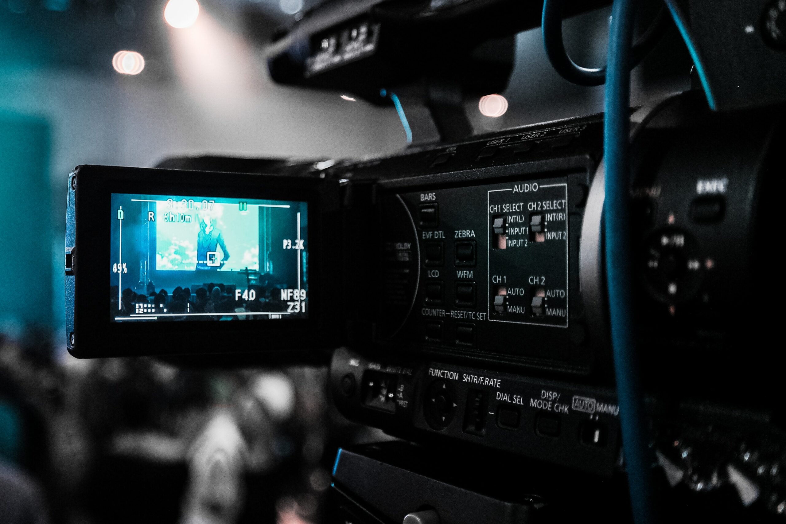 Photo of a videocamera in a studio