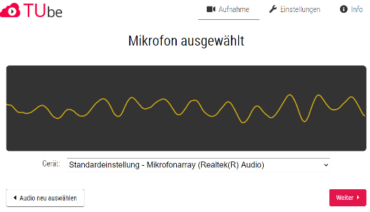 Mikrofontest: Man sieht eine Abbildung der Klangwellen, die sich bewegen, wenn der Test funktioniert