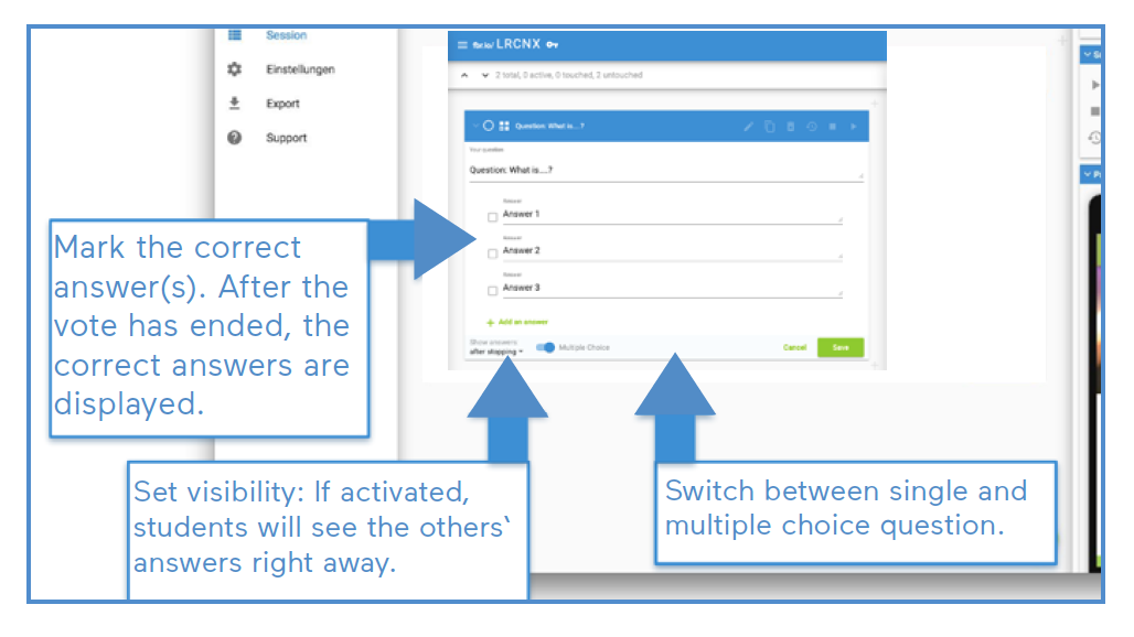 Screenshot of the menu where a question is created