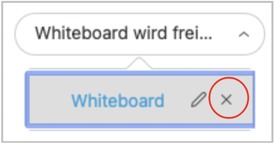 Screenshot des Buttons um Whiteboard schließen