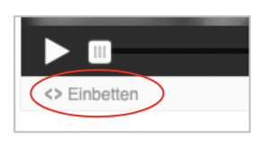 Screenshot der Einbetten-Taste unter dem Video