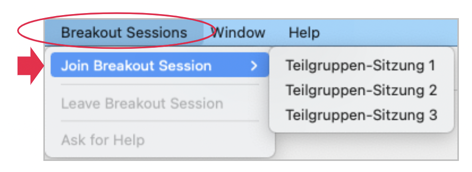 Tab "Breakout Sessions" in the menu bar at the top with the option to choose a session