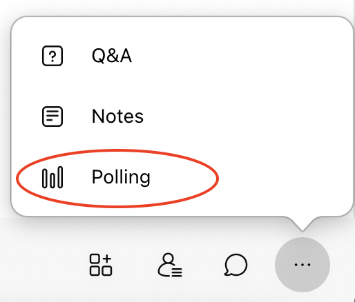 Further panels in the menu bar, including Q&A, Notes and Polling