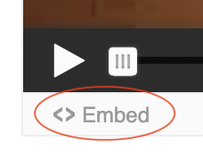 Embed button below the play button in a H5P video