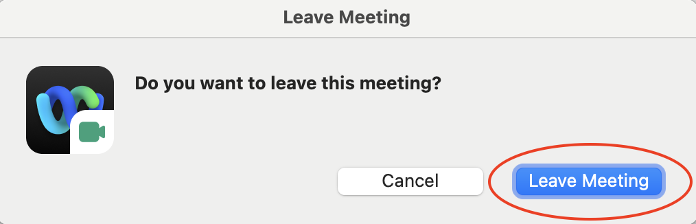 Pop-up window to confirm to leave the meeting