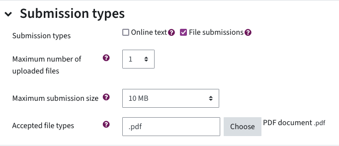Set the maximum number of uploaded files, maximum size and accepted file types