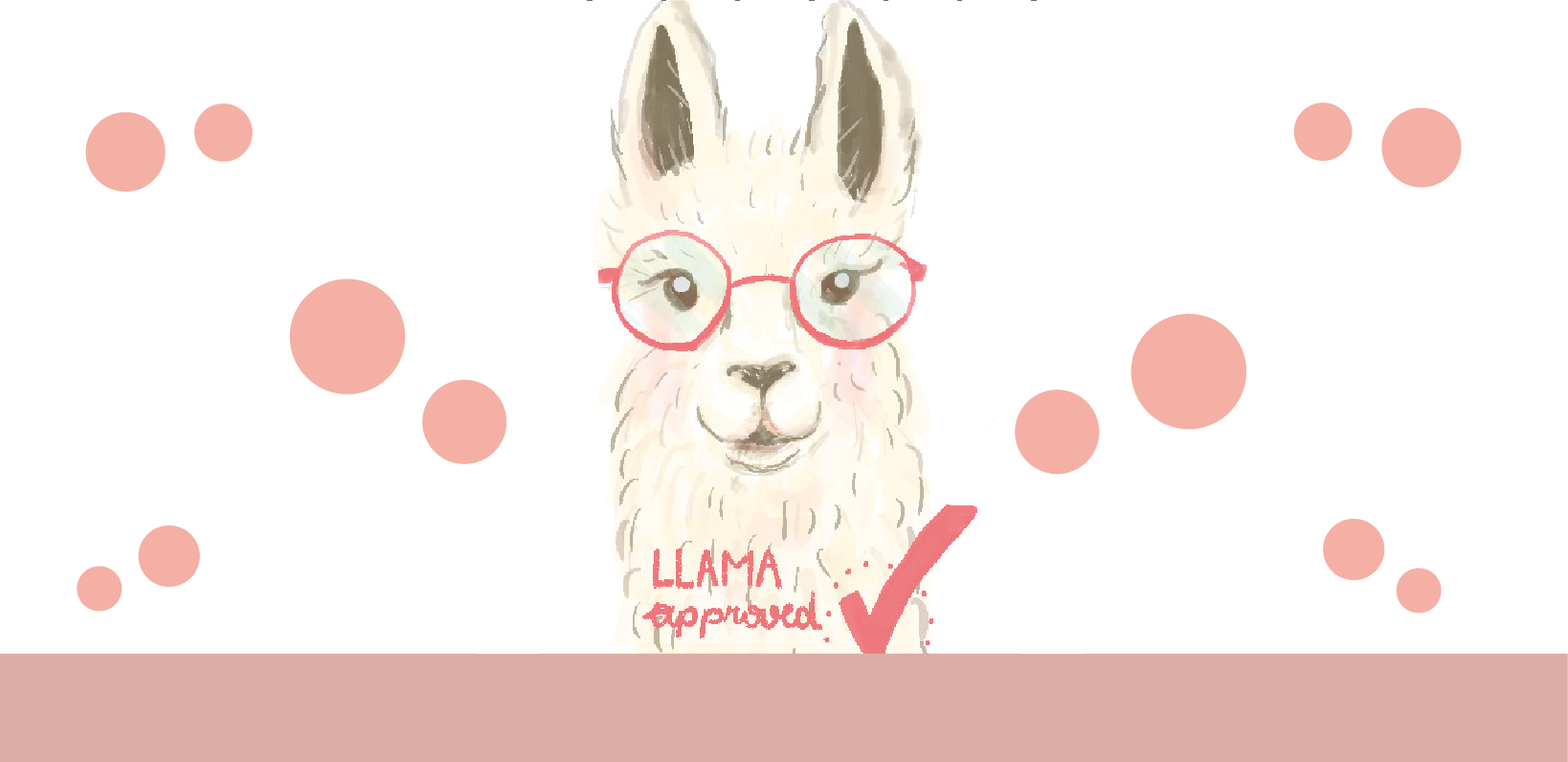 Drawing of a llama with the inscription "LLAMA approved".
