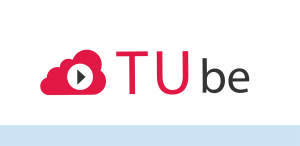 das TUbe-Logo, eine rote Wolke mit einem Play-Zeichen drinnen, und der Schriftzug TUbe