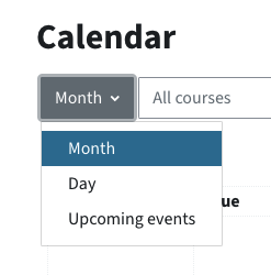 Choose between monthly, daily view or upcoming events