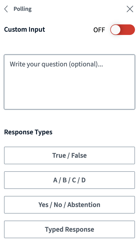 Creating a poll and choosing from response types