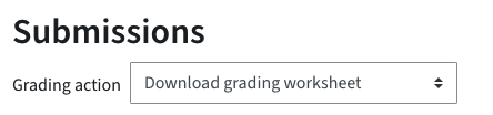 Grading action dropdown menu