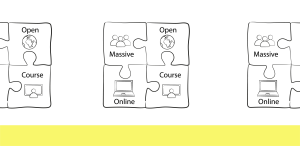 ein Puzzlestück, das die Teile vom Wort Massive Open Online Course illustriert