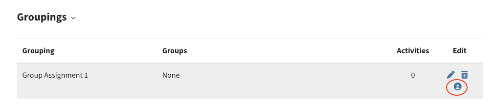 The person icon in the groupings overview is highlighted