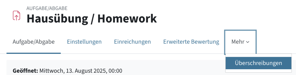 Nutzeränderungen via Mehr - Überschreibungen
