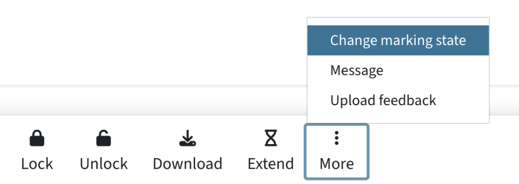 Change the marking workflow state via More - Change marking state