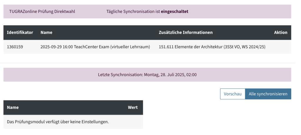 Unter Mehr - Synchronisation können Sie den Prozess anstoßen