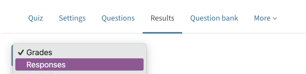 Results Tab - Responses shows all the questions and detailed responses of students