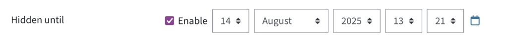 When the checkbox hidden until is checked, the grade item is hidden until this date