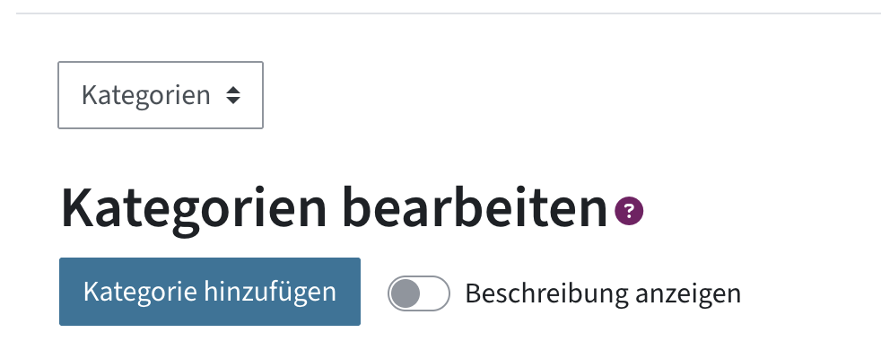 Zuerst Kategorien aus dem Dropdown-Menü wählen, dann Kategorie hinzufügen