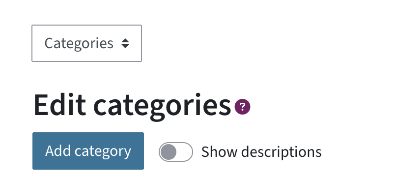 Select categories from the dropdown, then Add category