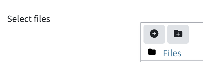 The select files button in the file activity is a plus icon