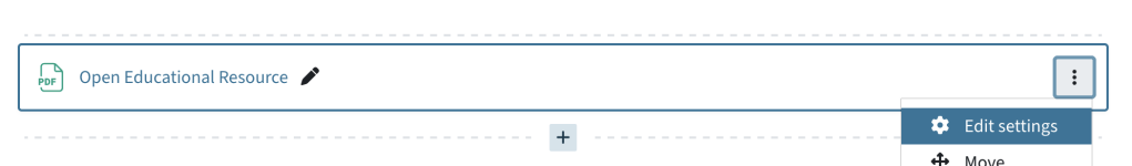 In edit mode, click on the three dots next to the file, then Edit settings