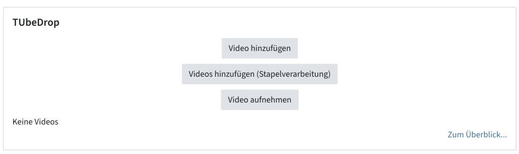 Es gibt noch keine Videos, aber drei Buttons: Video hinzufügen, Stapelverarbeitung und Video aufnehmen