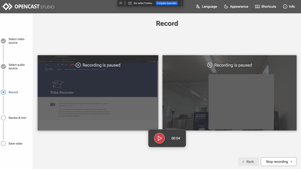 There is a simple large start and pause button in the middle of the recorder. If you are happy with the recording, there is a stop recording button at the lower right.