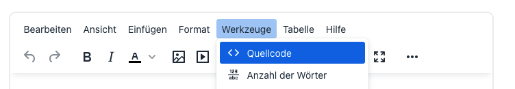 Unter Werkzeuge - Quellcode können Sie die HTML-Ansicht aktivieren