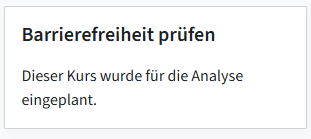 Im Block in der rechten Seitenleiste steht der Text: Dieser Kurs wurde für die Analyse eingeplant