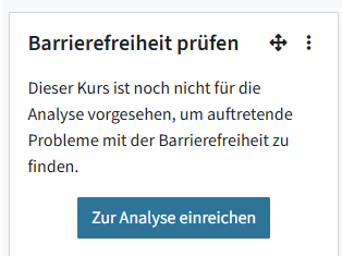 Block in der rechten Seitenleiste, bevor ein Kurs für die Analyse vorgesehen ist. Am Block gibt es einen Button Zur Analyse einreichen.