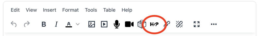 The editor comes with its own button for embedding H5P
