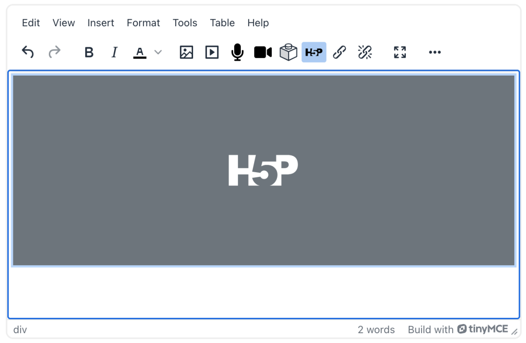 The preview of an embedded video in the editor is just a grey rectangle with the H5P logo