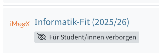 Verbindung zu iMooX in einem Kurs, sieht aus wie eine Moodle-Aktivität