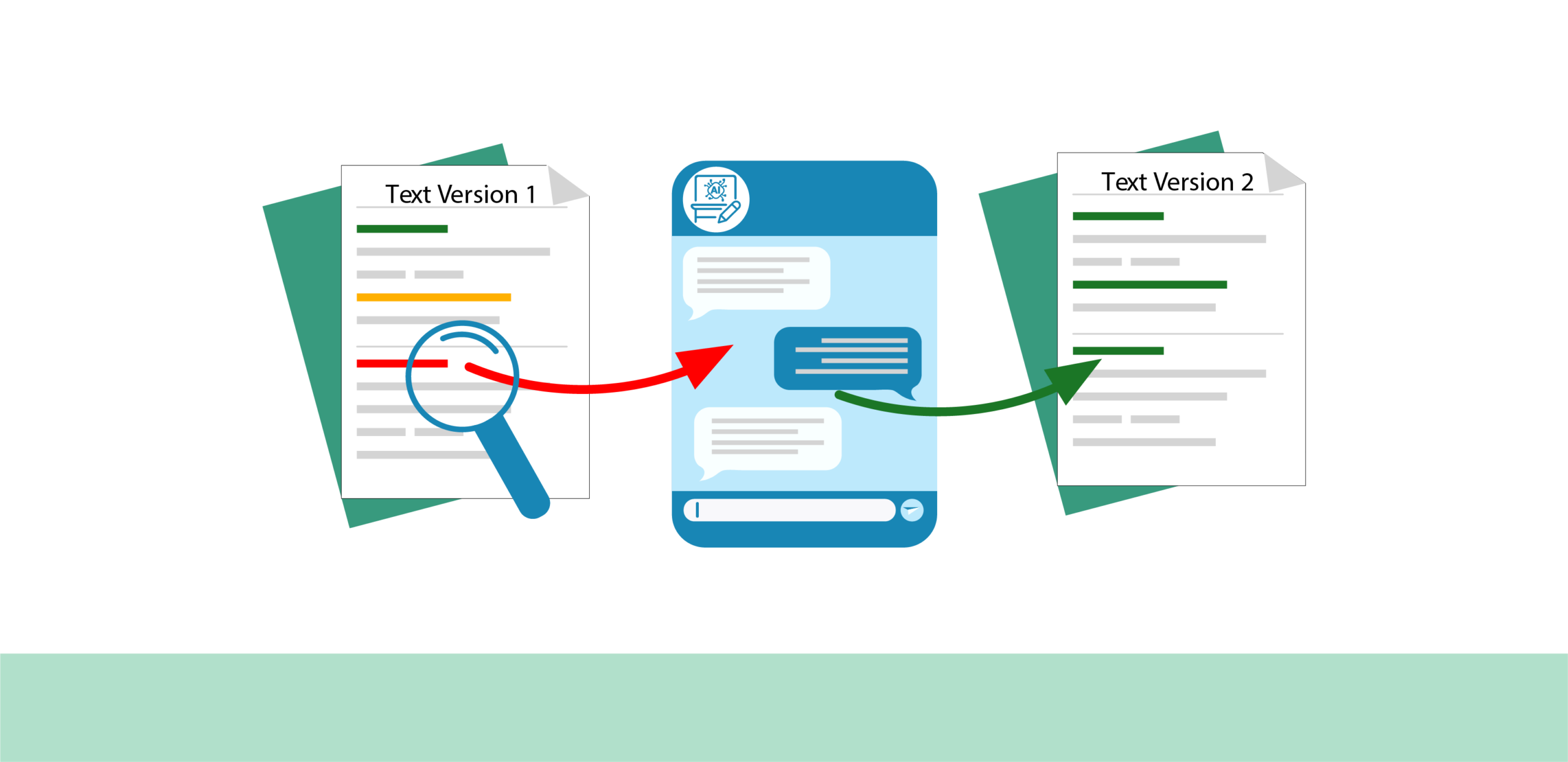 Schematische Darstellung des Chatbots: Feedback mit einem Ampelsystem, Überarbeitung, finale Version