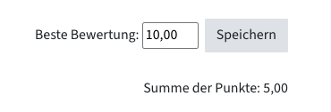 Screenshot der besten Bewertung und Summe der Punkte